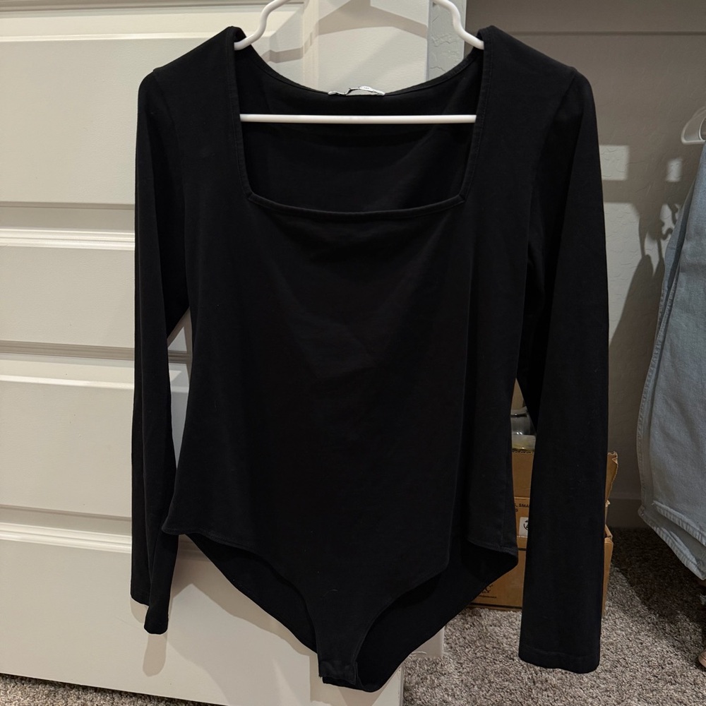 Mango Black Long Sleeve Bodysuit